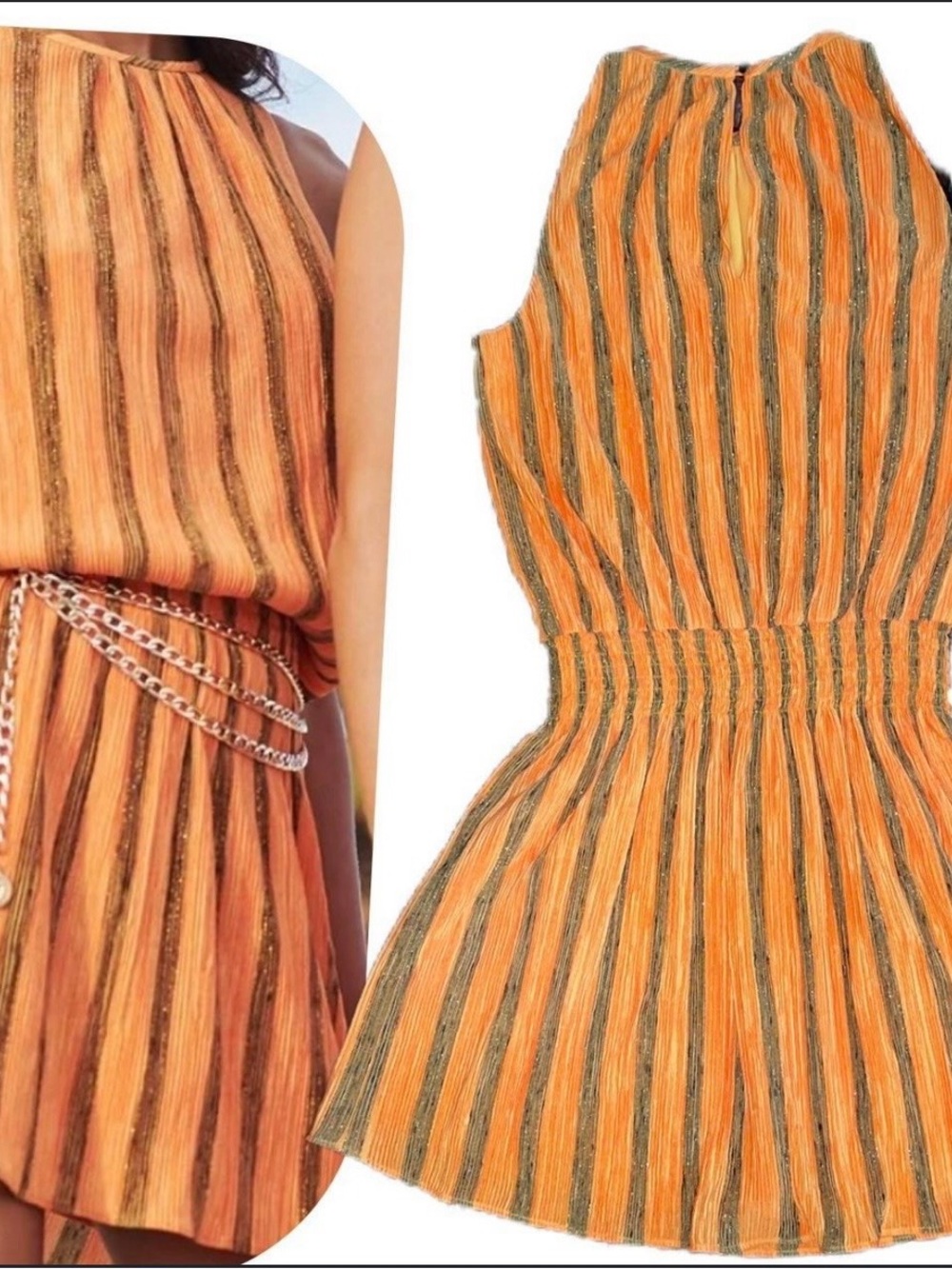 Ramy Brook Orange and Brown Striped Maxi Dress - Picture 4 of 4